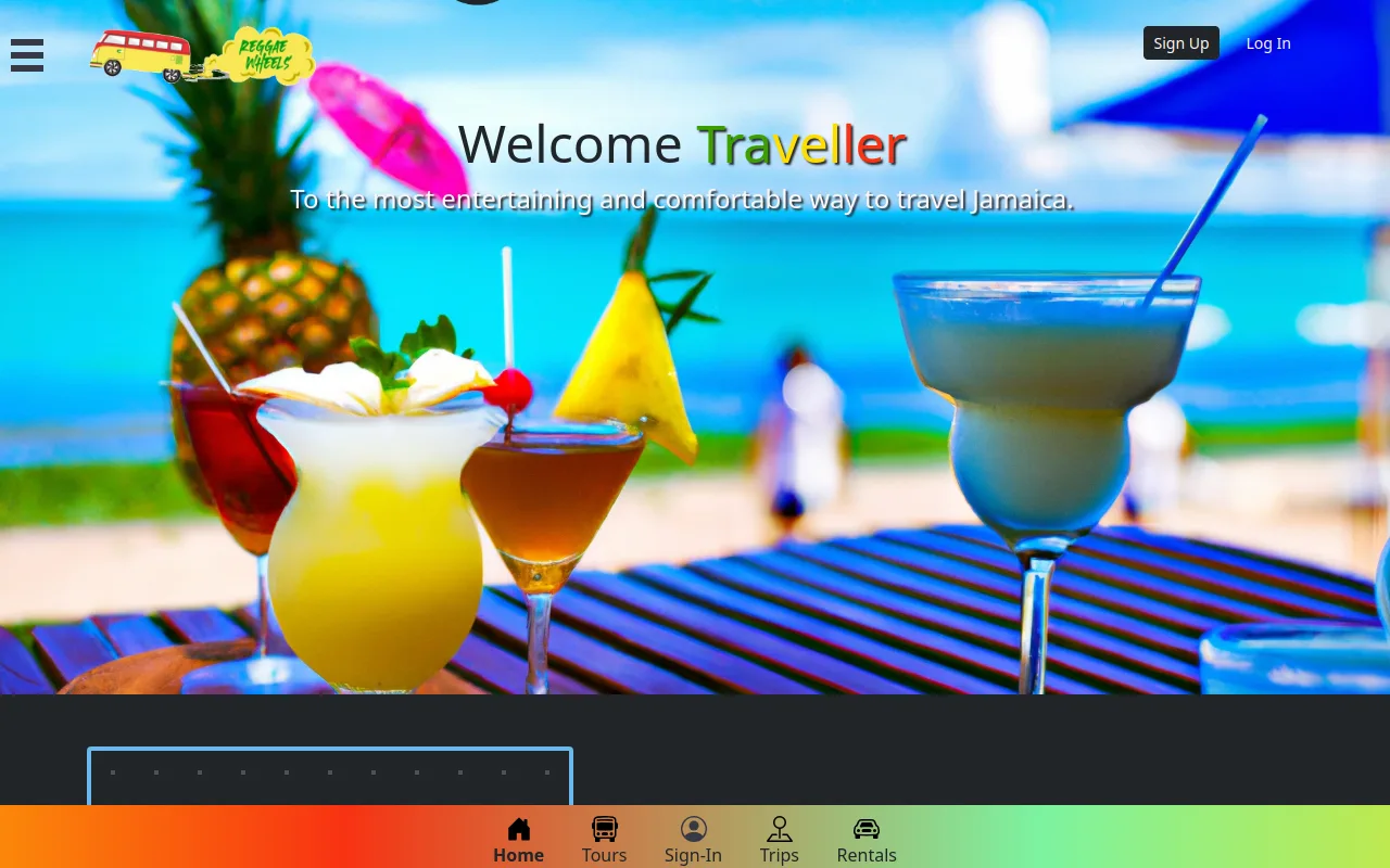 Reggae Wheels website welcoming travellers to Jamaica trips and car rental